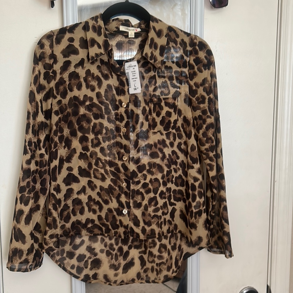 Leopard print long sleeve blouse
